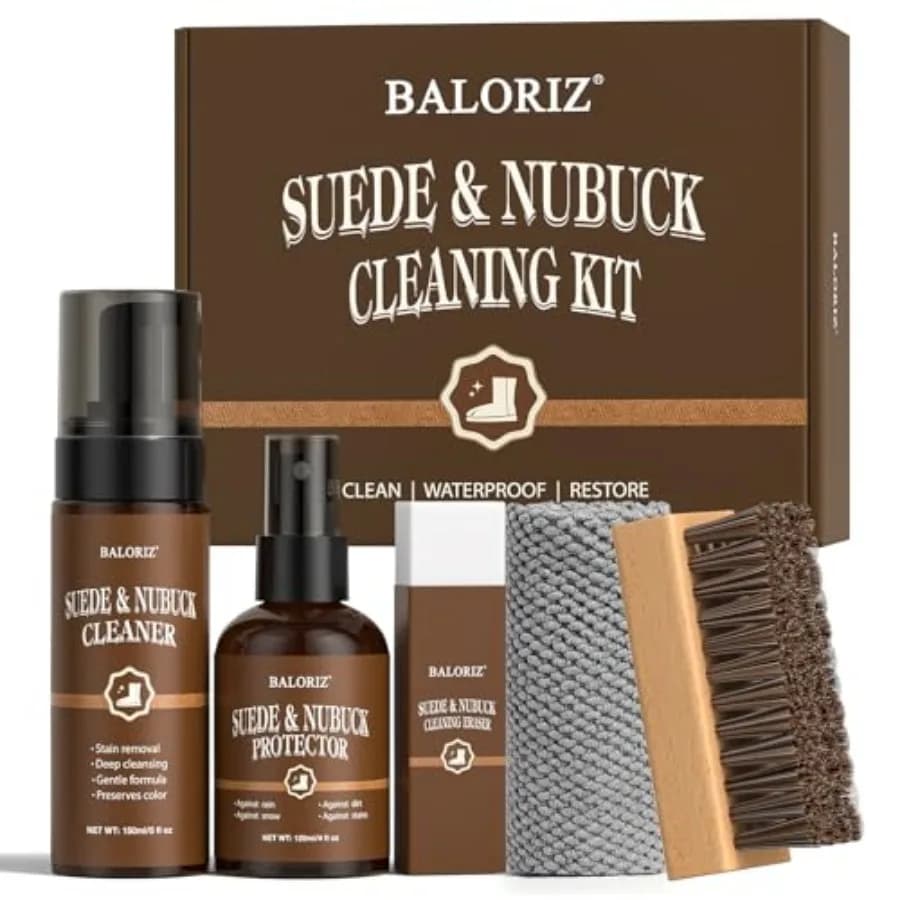 Suede and Nubuck Care Kit for Clog and Sandal, 5-Piece Set with Cleaner, Protector, Suede Brush and Eraser Clean, Microfiber Cl
