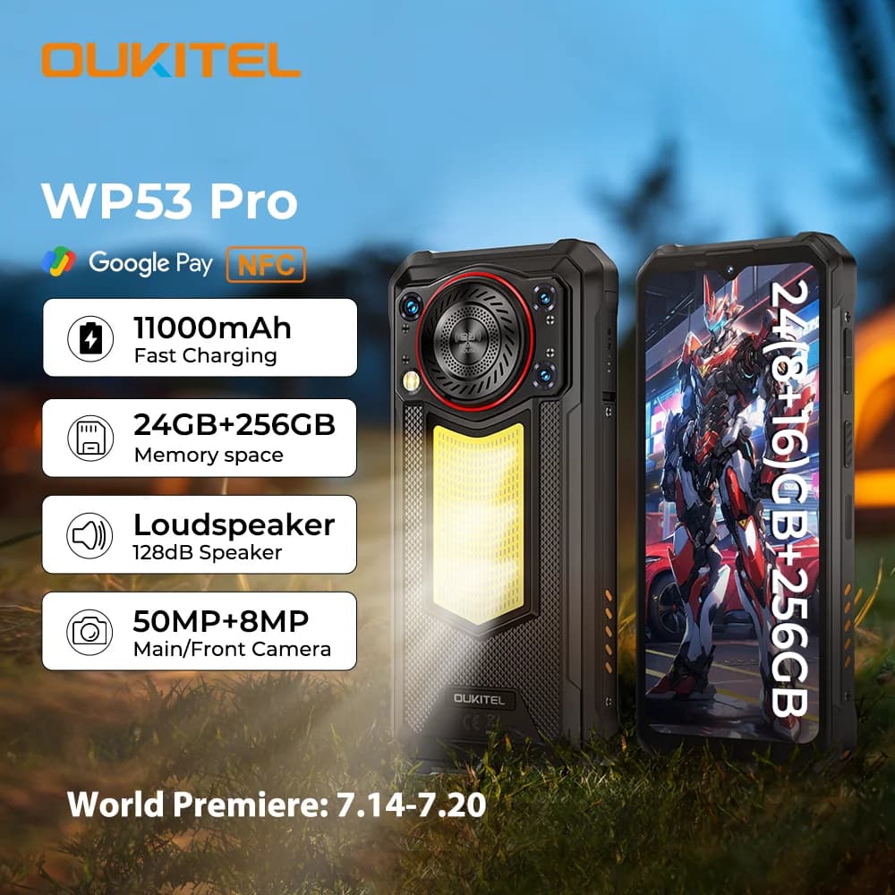 【NUOVO】 Telefono robusto OKITEL WP53 PRO, 24 GB+256 GB 11000 mAh Android 15 6,52" NFC 50 MP Cellulare
