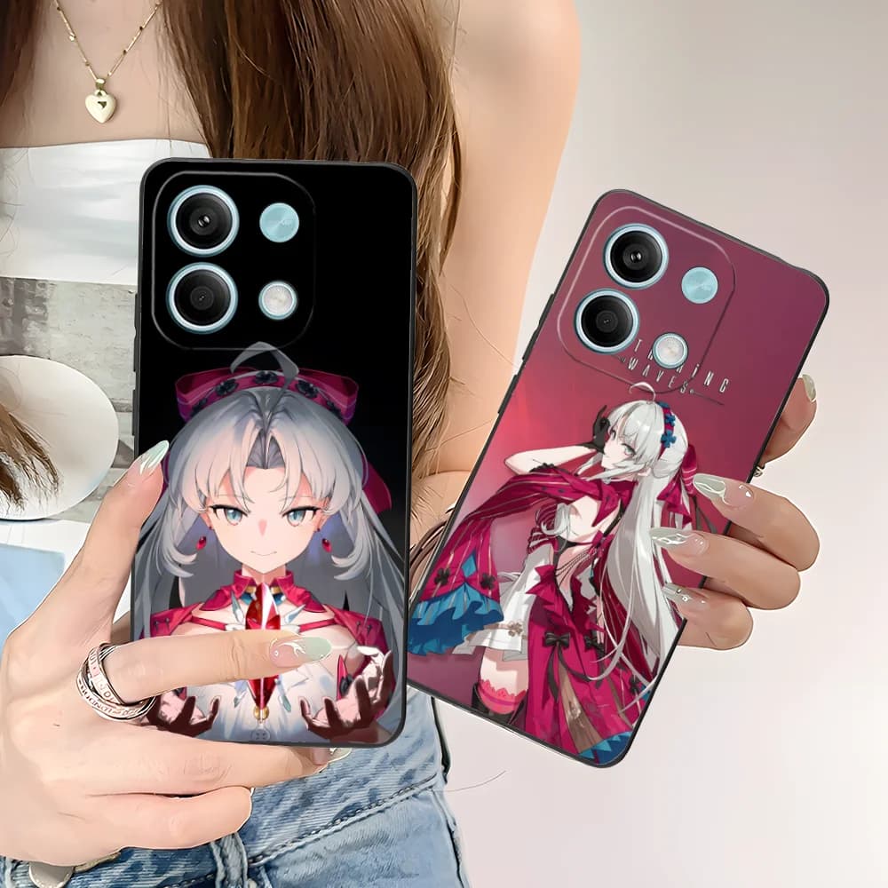 Wuthering Waves Carlotta Phone Case for Xiaomi POCO M6 M5 M4 M3 X7 X6 X5 X4 X3 F6 F5 F4 Pro GT 5G Black Cellphones Smart Cover