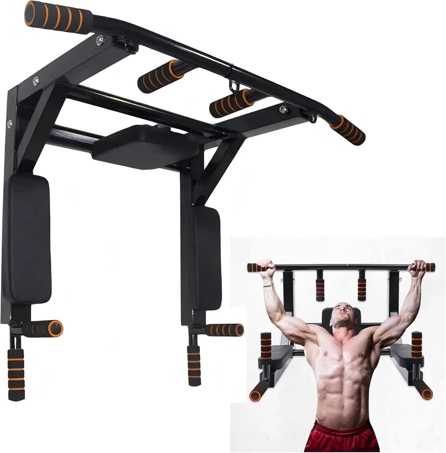 Wall-mounted traction bar for home training, Power Tower set, fitness equipment, dip support up to 440 pounds
