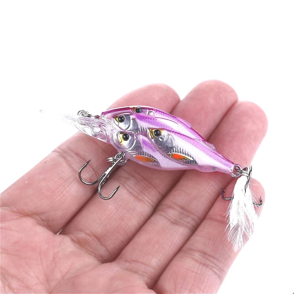 75 millimetri 9g Nuova Piuma Topwater Richiamo di Pesca Wobbler Bass Minnow Crankbait Accessori Per la Pesca Artificiale Esca Dura Trota Esca