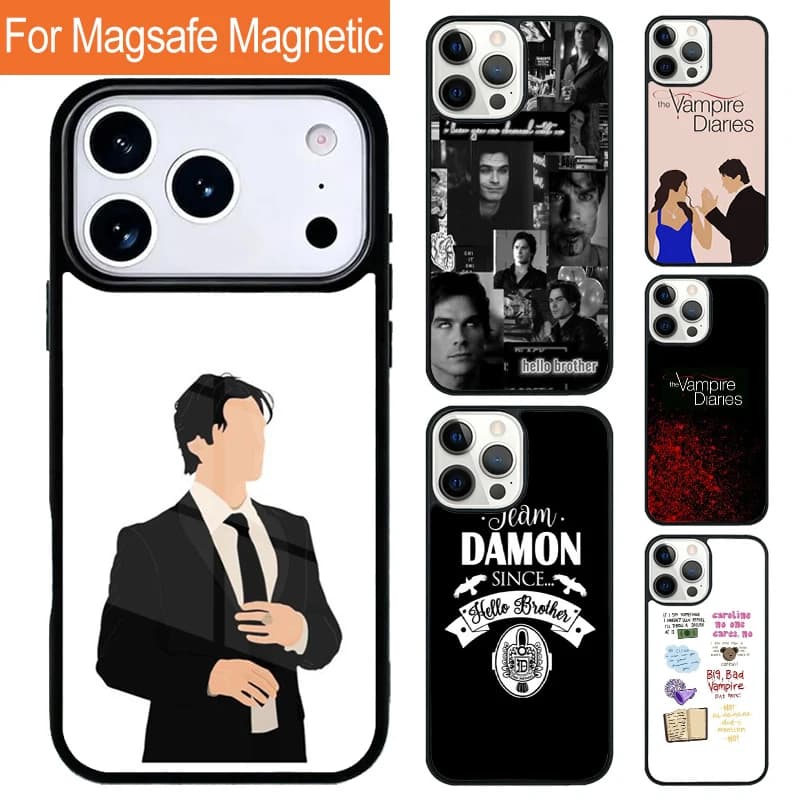 Cover Magnetica Wireless The Vampire Diaries per iPhone 17 Pro 16 15 13 12 11 Pro Max Air 14 Plus con MagSafe