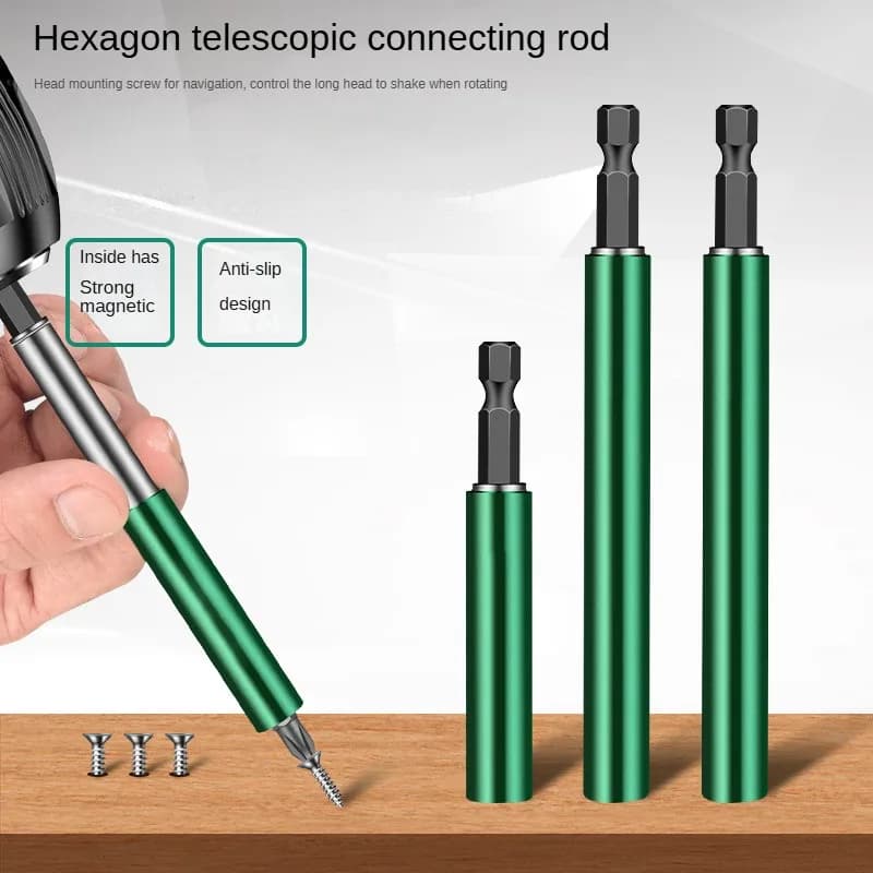 Portainserti Magnetico Telescopico a Sgancio Rapido 1/4 per Trapano Elettrico e Cacciavite, Asta di Prolunga Esagonale 80/120mm
