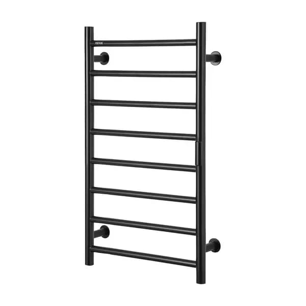 Portasciugamani riscaldato a parete con 8 barre per bagno nero