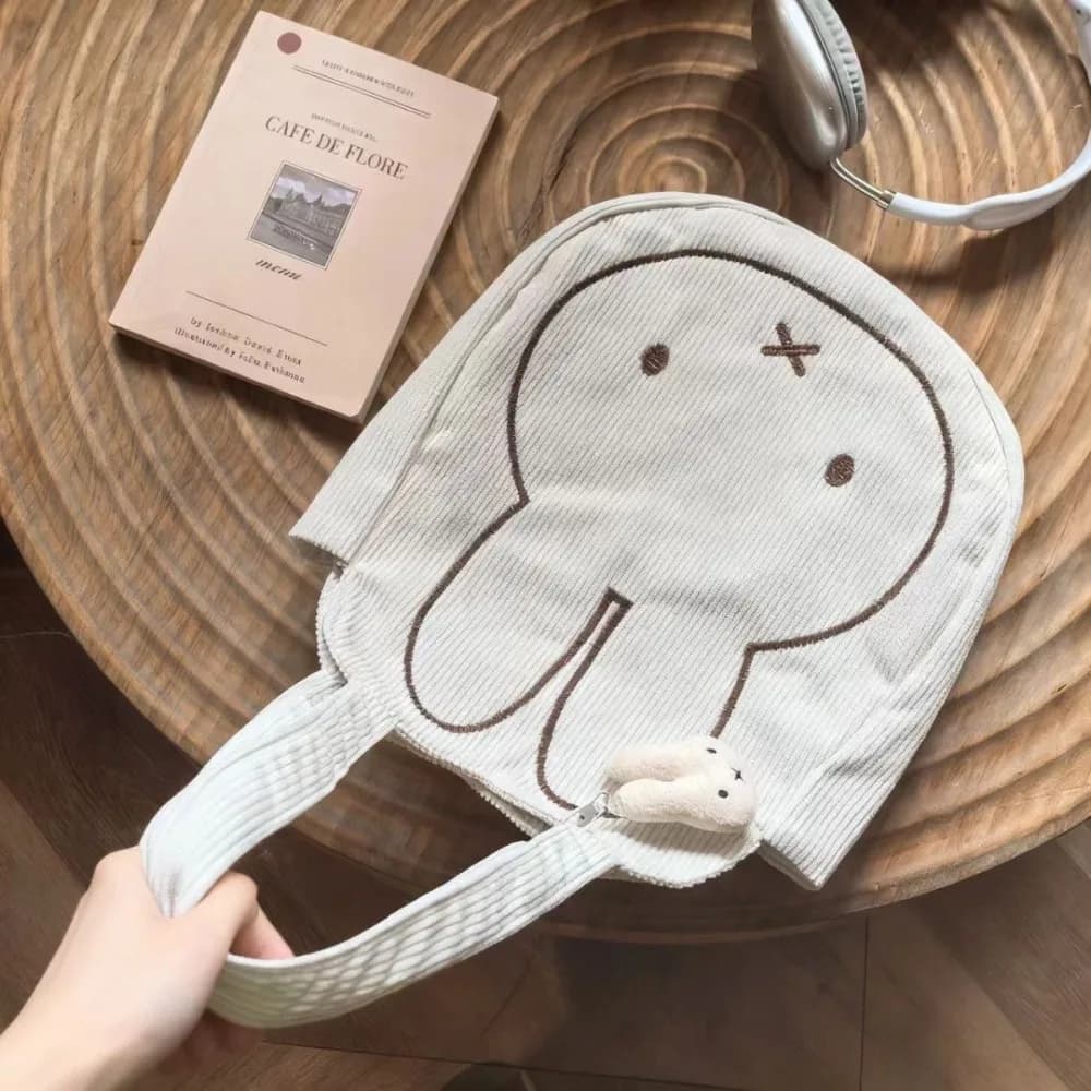 Kawaii Miffy Cute Canvas Bag Shoulder Bag Large Capacity Printed Hand-held Storage Bag Gift Toy for Girl