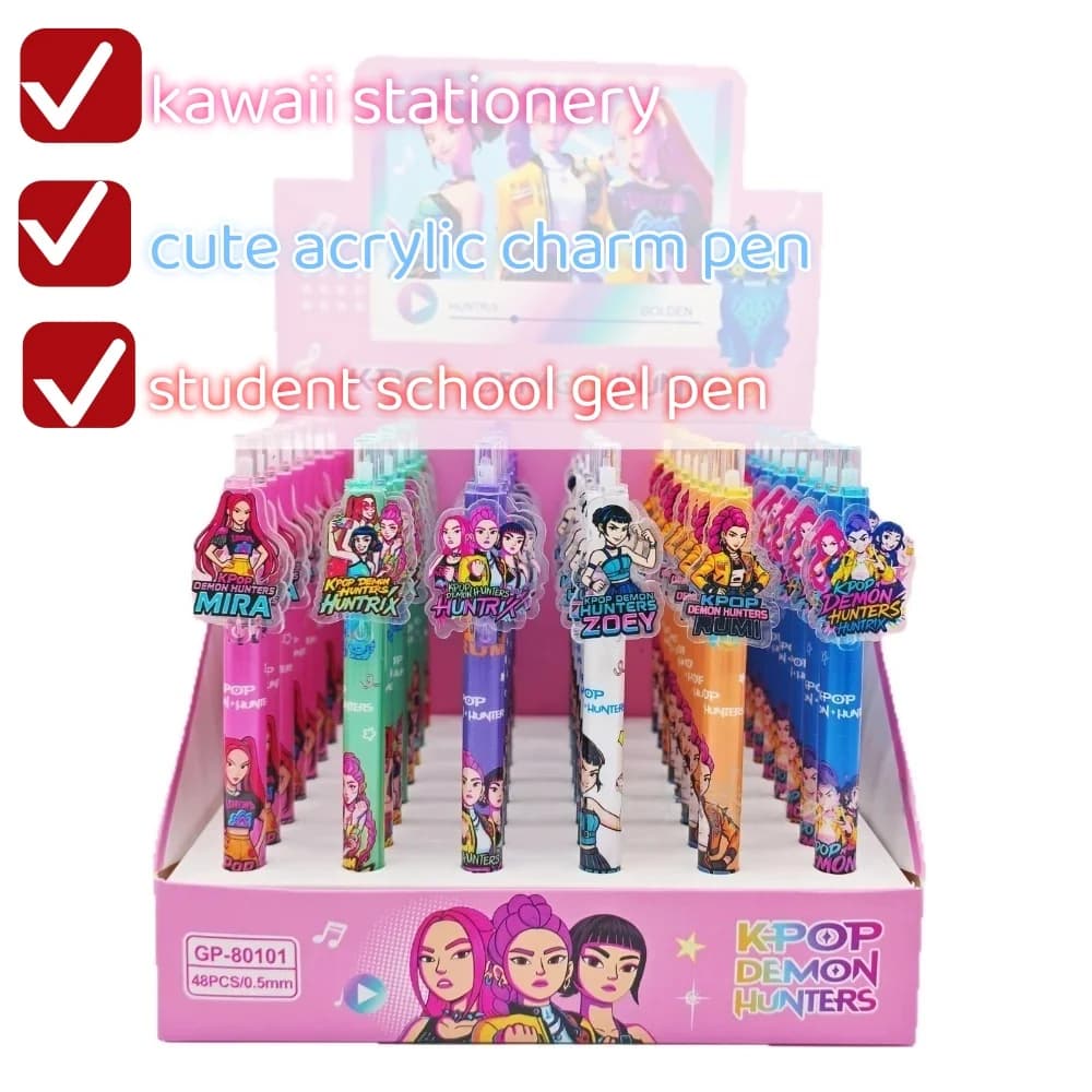 Idol-themed Neutral Pen with Anime Character Acrylic Pendant Decoration, Smooth Black Ink Student Stationery, K-Pop Fans
