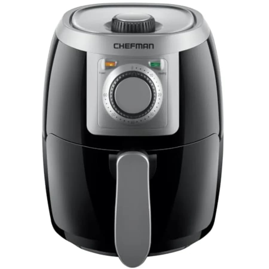 Friggitrice ad Aria Compatta da 2 Litri per Cucina Sana, Antiaderente Nera con Controllo Temperatura Regolabile, Timer 60 Minuti e Spegnimento Automatico