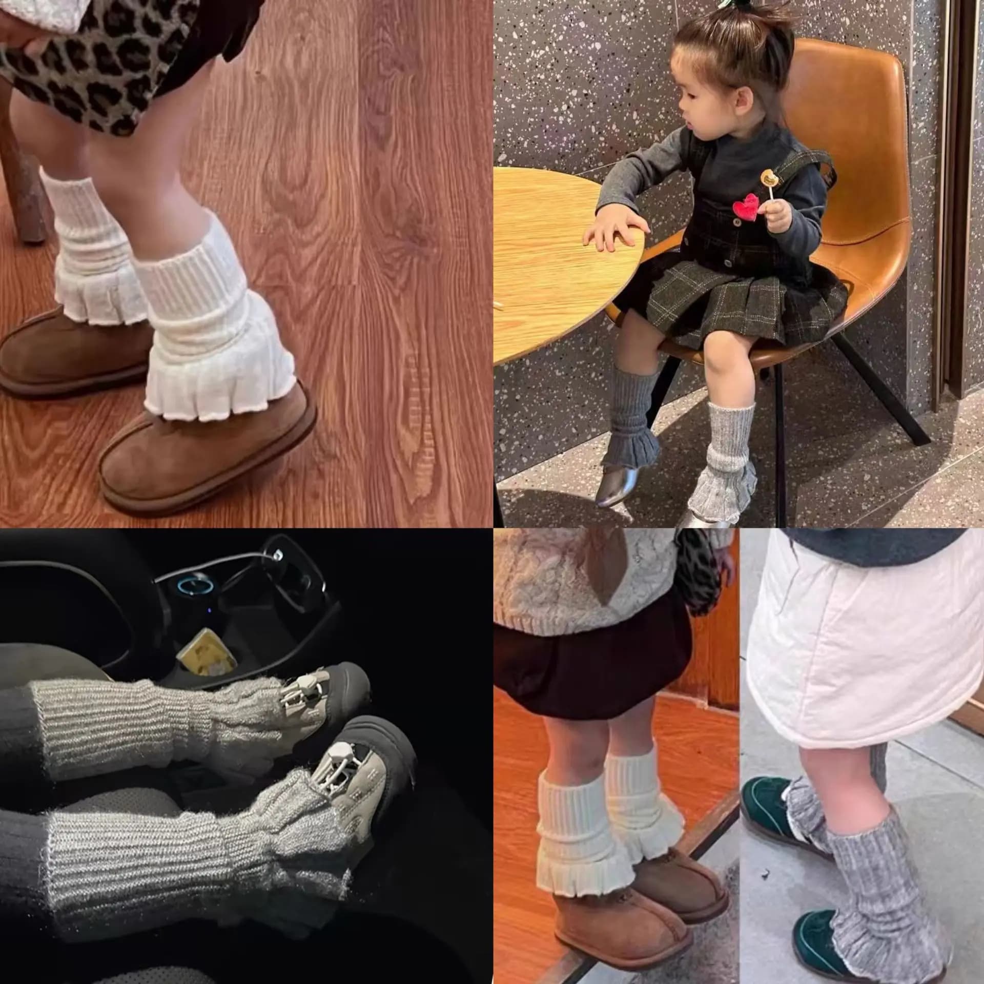 1 paio INS coreano casual caldo scaldamuscoli lavorati a maglia per bambini ragazza tinta unita volant pile calzino autunno inverno caldo calzino esterno