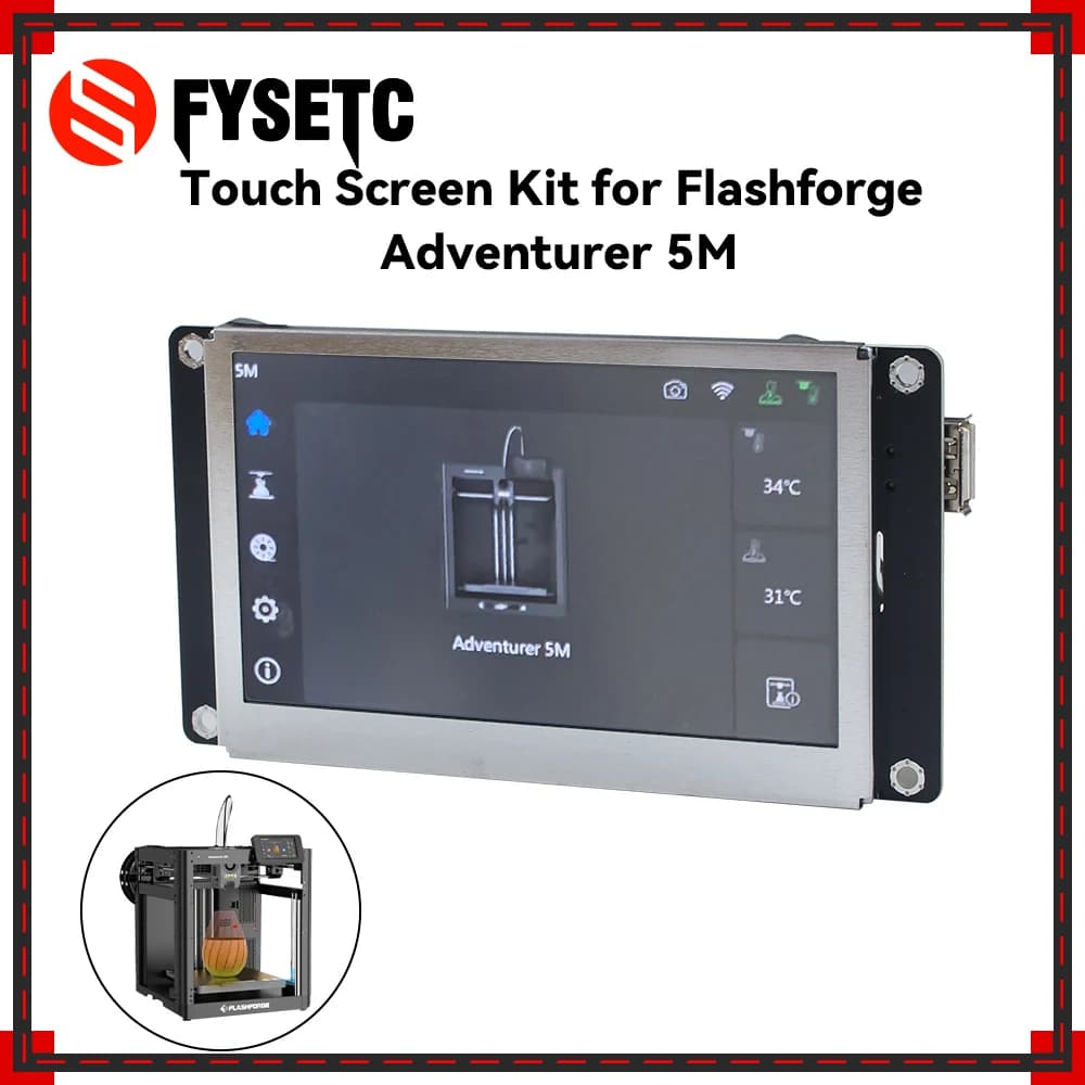 Updated touch screen kit for Flashforge Adventurer 5M, easy to install touch screen for AD5M 3D printer, replaceable parts