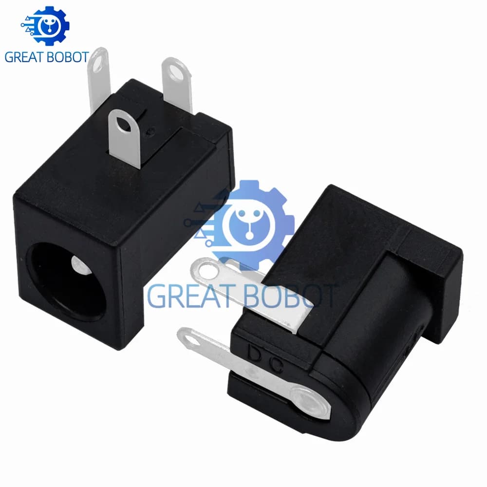 10Pcs DC005 5.5x2.1mm DC Power Jack Socket Connector Round Pin Black for Arduino DIY Electronics
