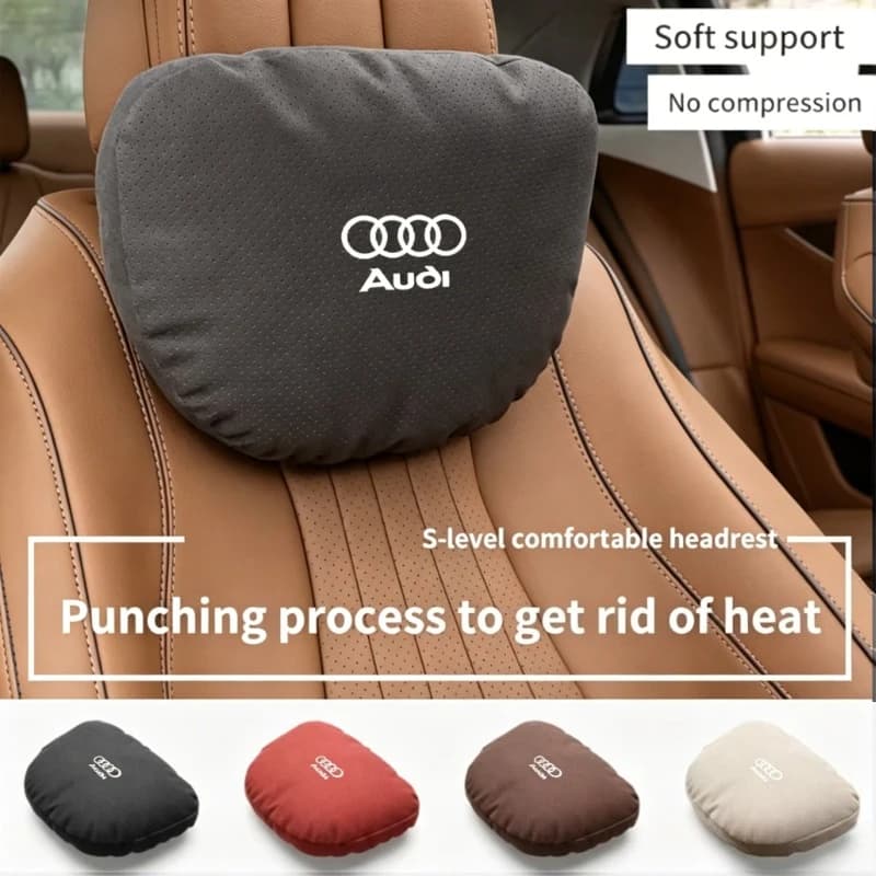 For Audi Sline A4 A3 A6 TT S4 S5 S6 A1 A2 A5 A7 A8 Q1 Q2 Q3 Q4 Car Headrest Comfort Adjustable Breathable Pillow Protector Neck