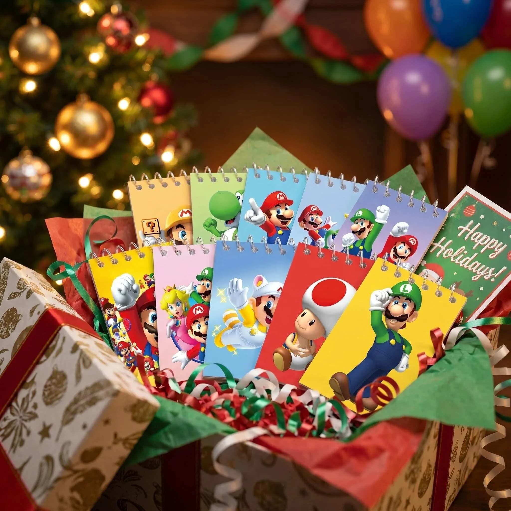 10 Pezzi Blocco Note a Spirale con Tema Mario Cartoon, Mini Agenda Giornaliera, Quaderno per Compiti e Appunti per Studenti