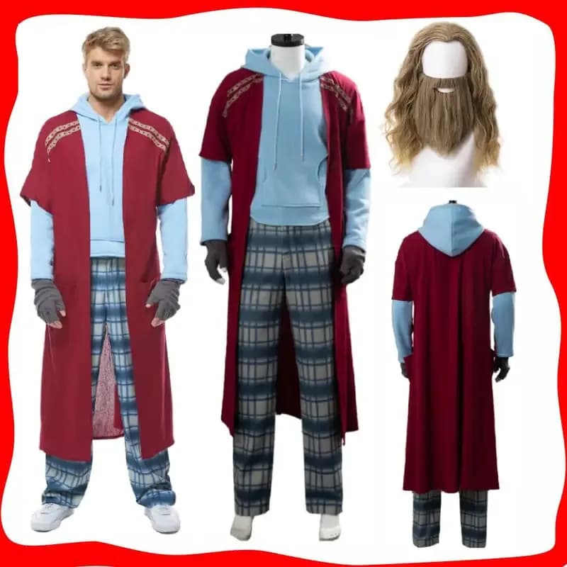Plus Size Fat Decadent Thor Cosplay Wig Movie Endgame Roleplay Superhero Costume For Male Adult Men Halloween Carnival Suit Prop