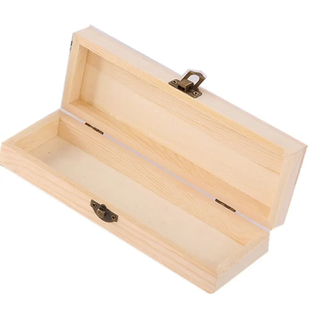 Scatola per matite rettangolare in legno Organizzatore per trucco Contenitore per penne Scatola per cancelleria Scatola portaoggetti in legno per desktop semplice Regalo per studenti