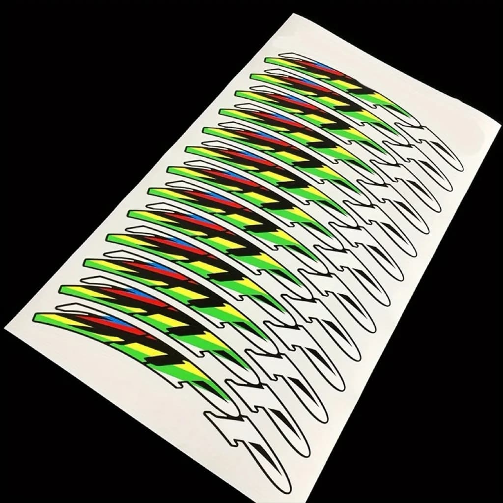 Set di 13 Adesivi Vinilici Colorati a Strisce per Cerchioni di Biciclette, Impermeabili e Autoadesivi, per Caschi Moto e Decorazione Laptop