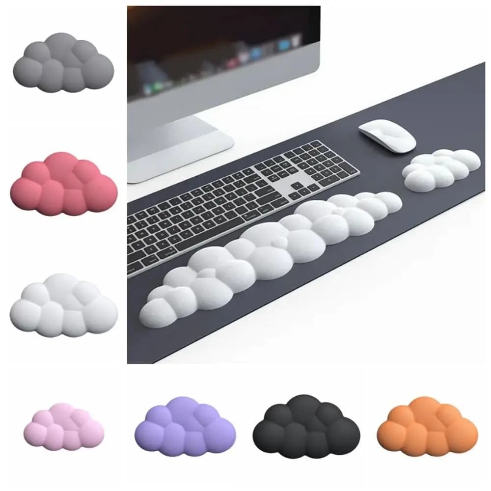 Poggiapolsi a Forma di Nuvola per Tastiera, Cuscino Comfort Impermeabile, Supporto Antiscivolo in Pelle PU, Tappetino per Mouse, per Casa