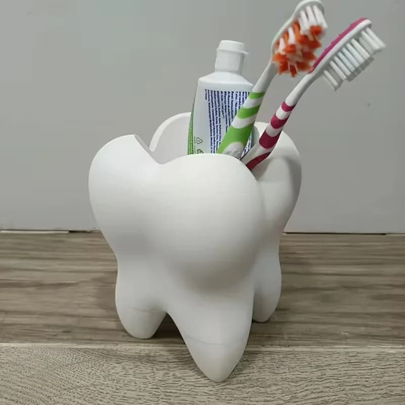 Portaspazzolino a quattro fori, design divertente a forma di dente, in plastica, ideale per bagno e toilette