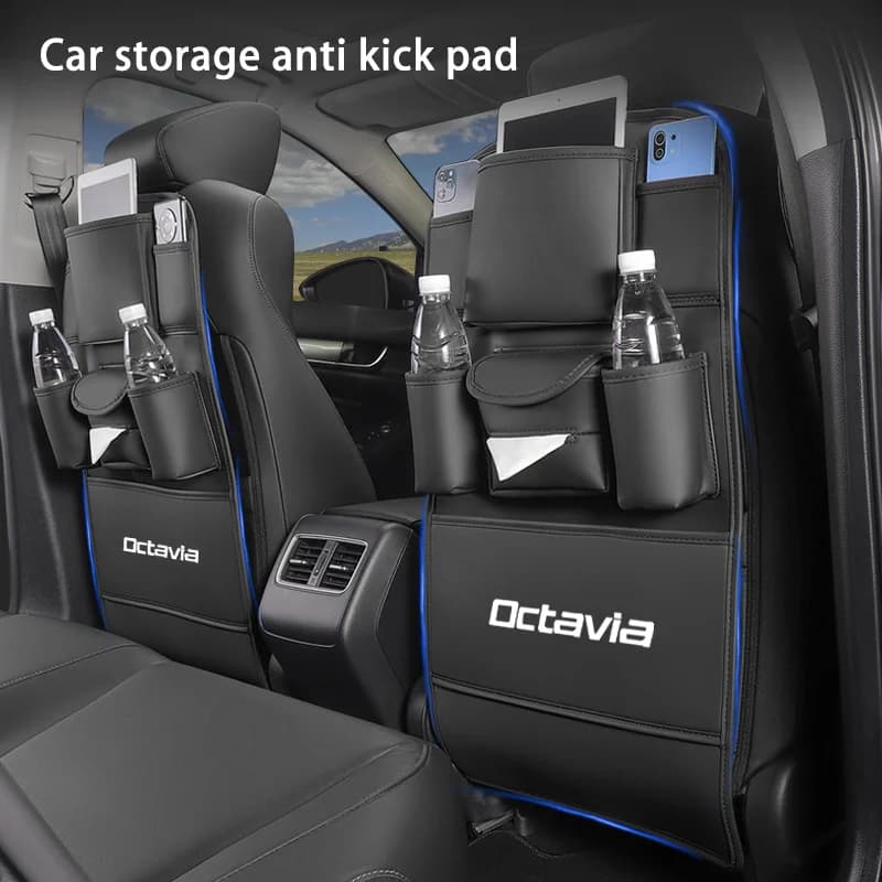 Borsa portaoggetti per sedile auto, organizer tutto in uno, borsa da appendere con porta tazza e porta fazzoletti, protezione anti-urto per Skoda Octavia 2 RS VRS Tour
