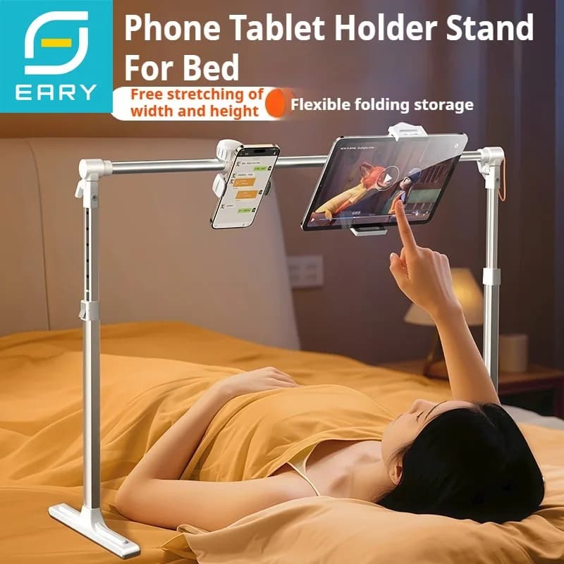 Supporto per tablet Eary Phone per larghezza letto regolabile in altezza compatibile con iPhone Samsung iPad Air o altri dispositivi da 4,7-12,9 pollici