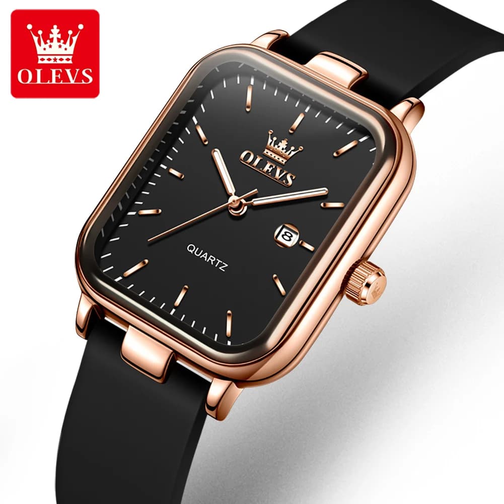 OLEVS Women's Luxury Watch Rectangular Calendar Waterproof Women's Watch High Quality Elegant Quartz Watches