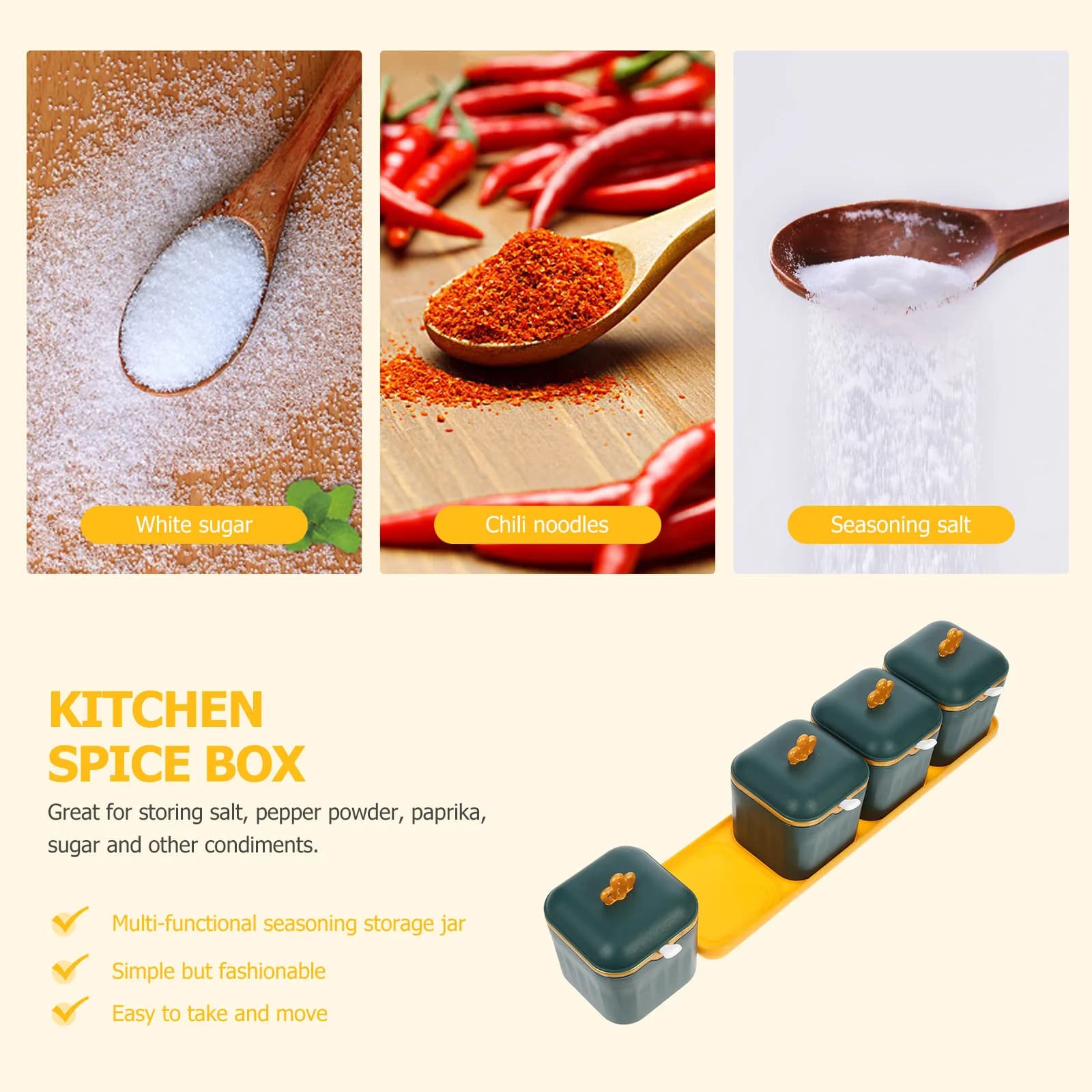 1Set Multi Functional Seasoning Jar Set Stylish Kitchen Condiment Storage Pot Creative Plastic Spice Container for Home Cooking