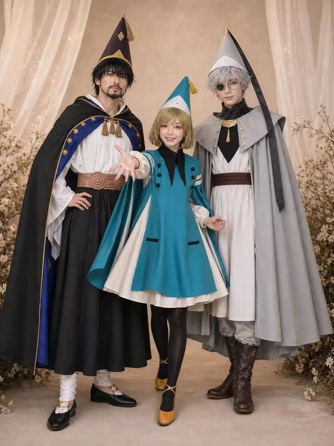 Costume Cosplay Qifrey, Cappello da Strega, Abito da Mago Anime, Mantello con Cintura, Set Cappello a Punta, Outfit per Adulti per Halloween e Carnevale