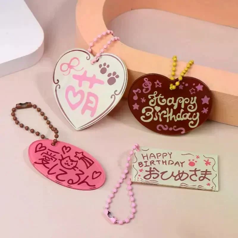 Cute Acrylic Heart Keychain Ins Harajuku Style Keyring Phone Chain Bag Pendant Car Key Holder Couple Gifts