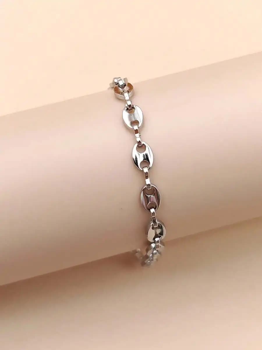 Stainless Steel Oval Pig Nose Coffee Bean Bracelet European American Style Fashion Accessory