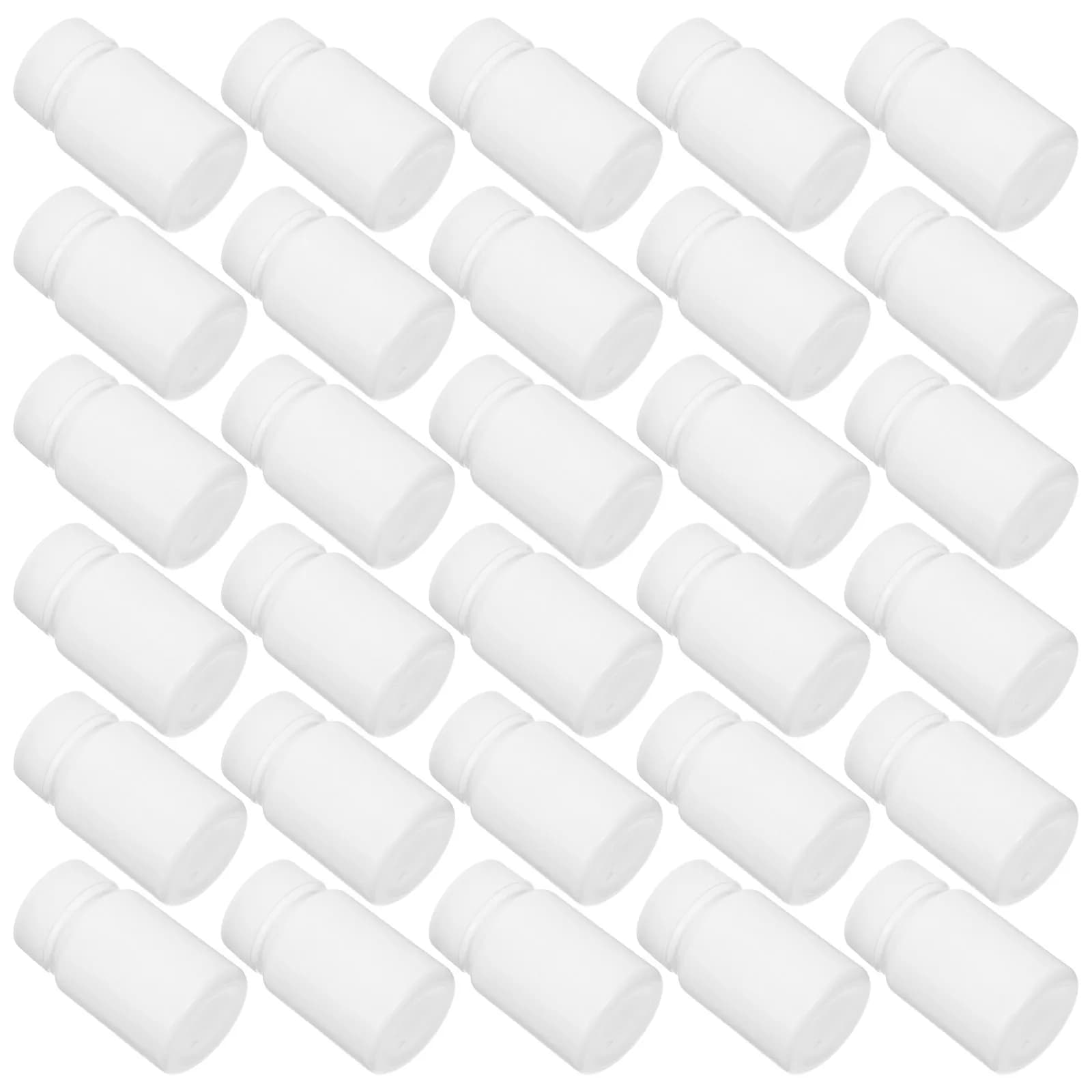 100 Pezzi Flaconi Bianchi in PE da 30ml, Mini Contenitori Portatili Ermetici con Tappo a Vite per Capsule, Vitamine, Integratori e Medicinali da Viaggio