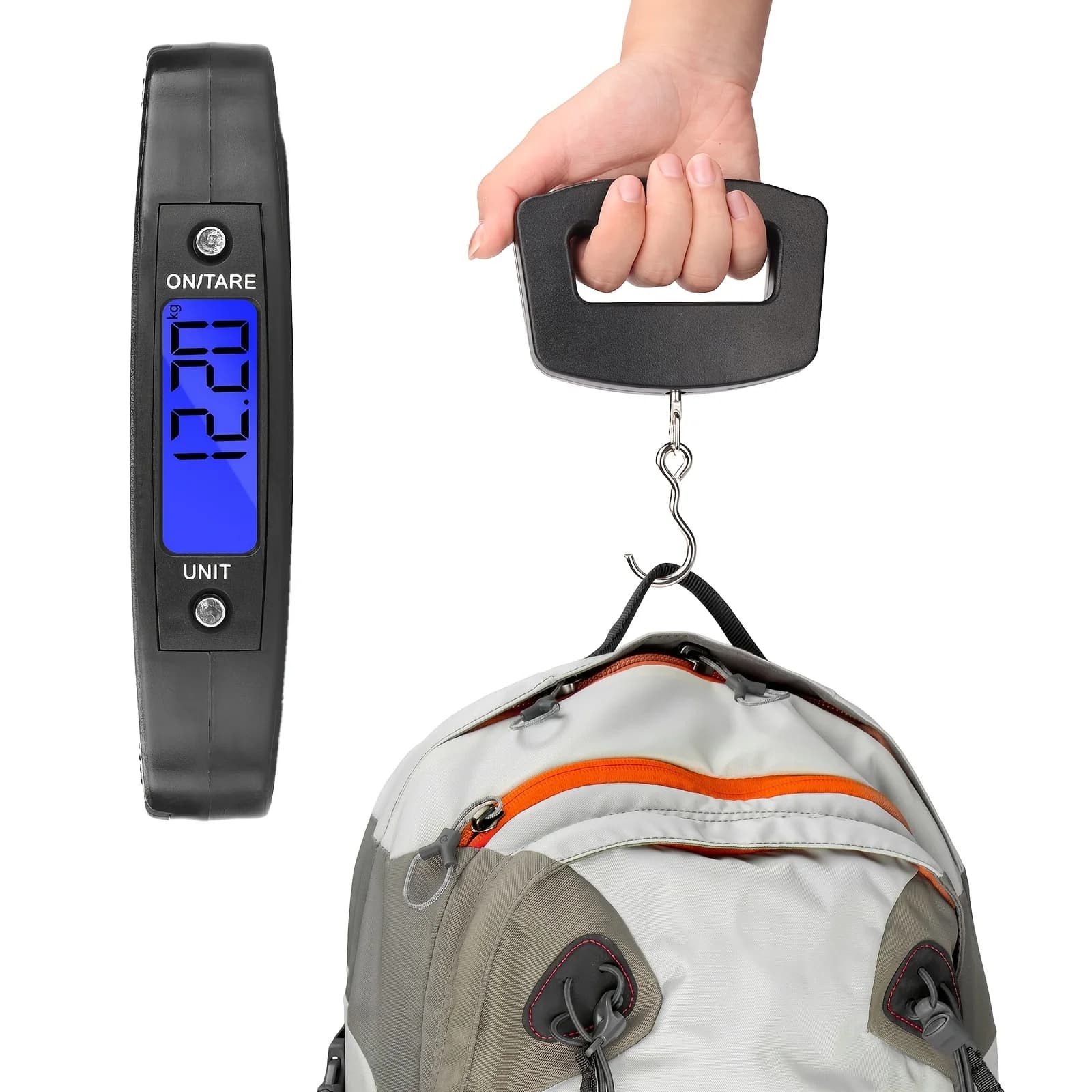 High‑Precision Digital Luggage Scale 50kg (110LB), Handheld Portable Baggage Suitcase Weight Scale with Hook & Spring Load Cell, 10g Accuracy for Travel Luggage and Fish Weighing