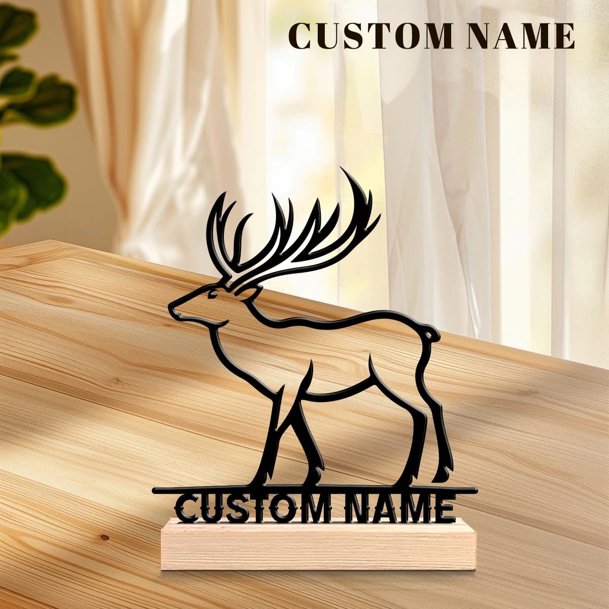 1pc Customized Metal Handicraft Ornaments Custom Content With Wooden Base Office Decoration,Christmas and Housewarming Gifts