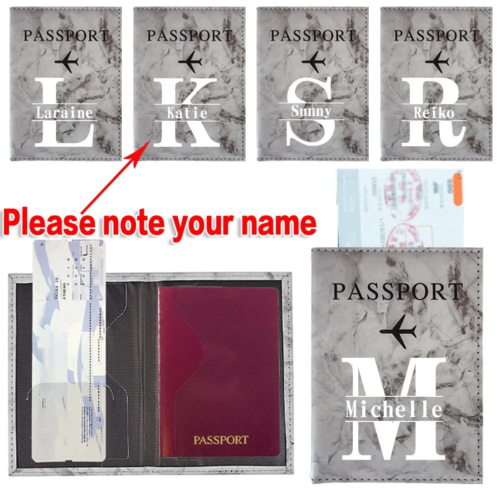 Porta Passaporto Personalizzato con Nome, Accessori da Viaggio, Custodia per Passaporto Unisex in PU, Portafoglio Sottile Portatile