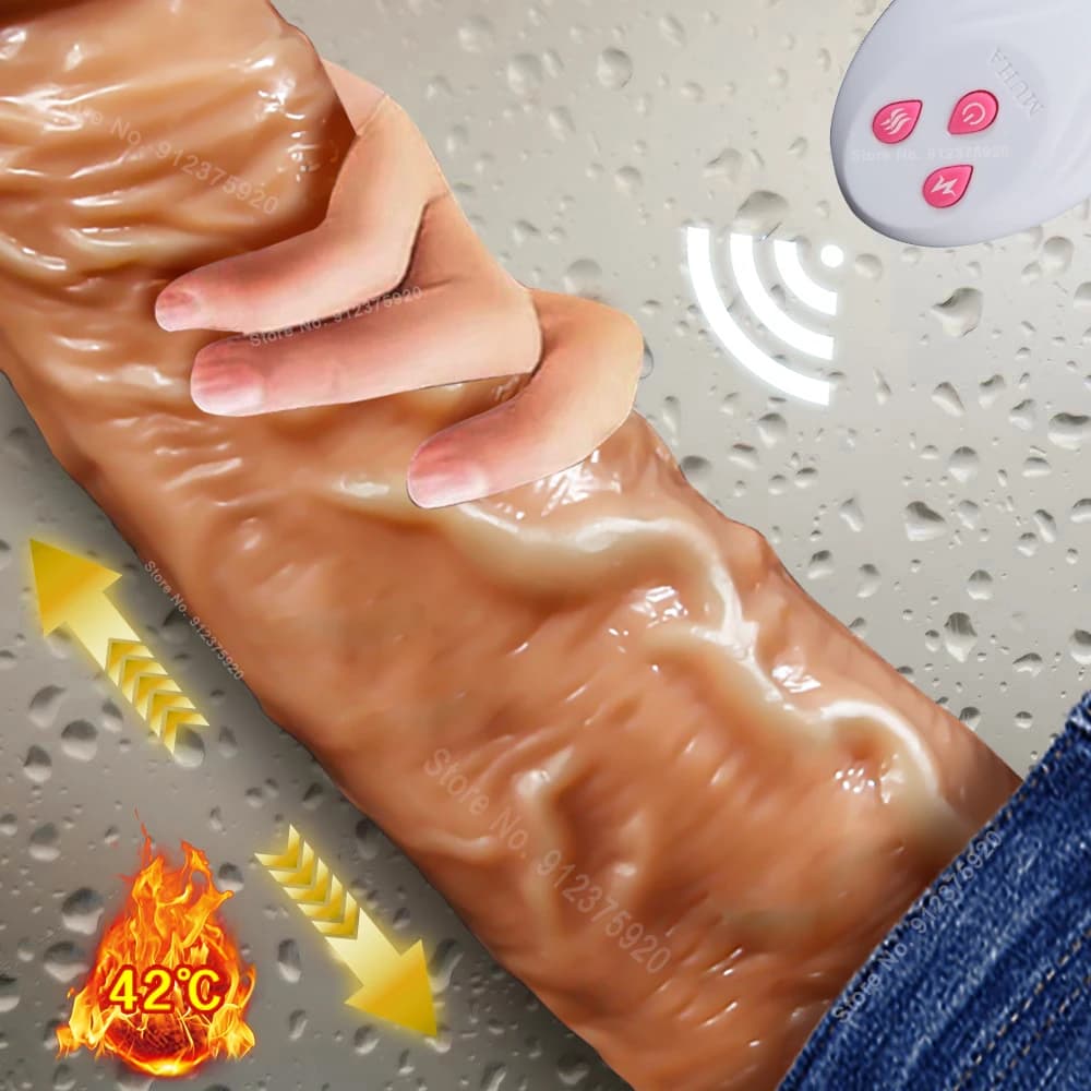 Giocattoli adulti del sesso del vibratore del dildo telecomandato realistico della rotazione telescopica per la masturbazione femminile della vagina del pene del pene grande della donna