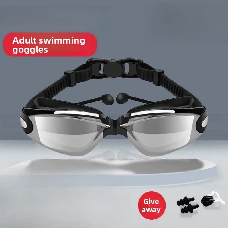 Adult Swimwear with Miopia, Integrated Earrings, Electroplated Antifog, Swimming Glasses and High Definition Diving