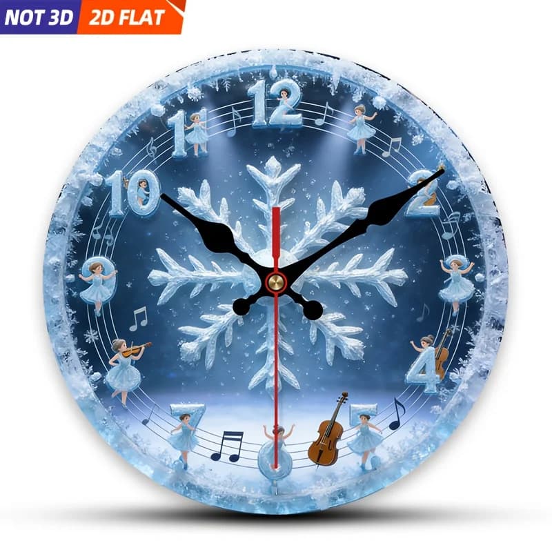 Orologio da Parete Moderno Minimalista a Tema Ghiaccio con Note Musicali e Design Invernale - Orologio Rotondo in Legno Silenzioso Senza Ticchettio Adatto per