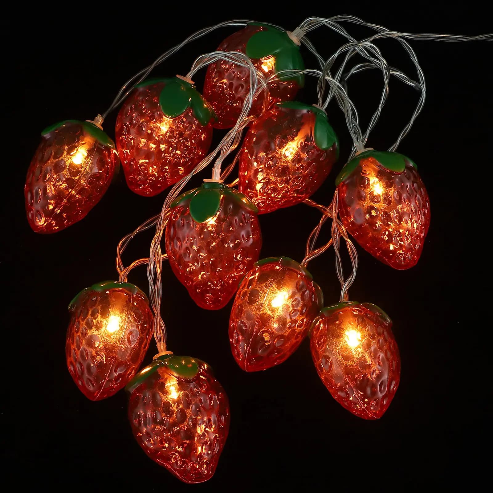 Luci LED a Forma di Fragola, 10 Lampade a Batteria per Interni ed Esterni, Decorazione per Giardino, Patio, Feste e Matrimoni