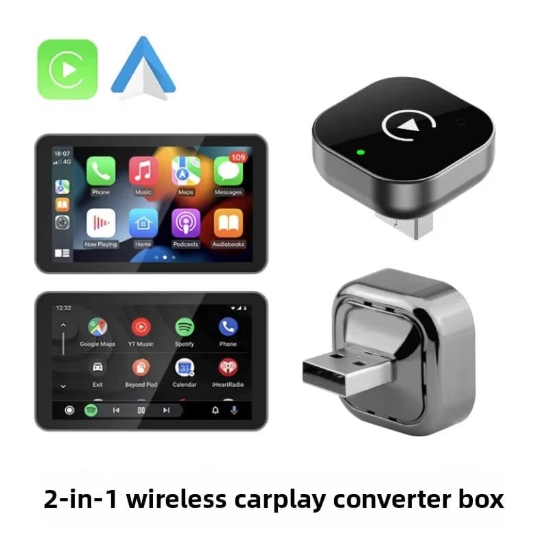 2-in-1 Adapter for Auto, Wireless CarPlay Converter and Android Auto, USB Dongle, Mini Box Intelligent Plug and Play Universal for Auto