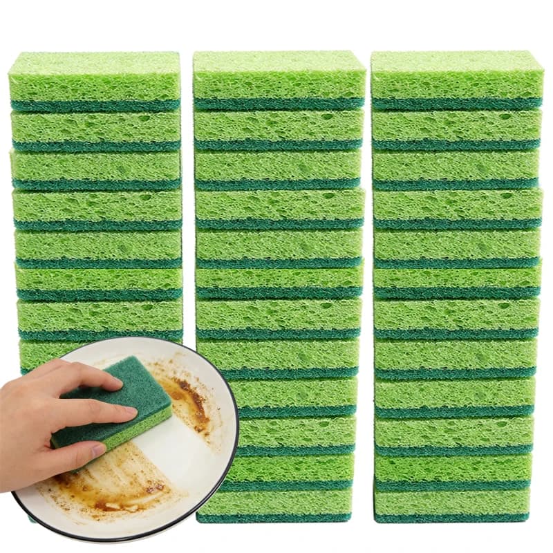 1/3/5PCS Spugna per la pulizia a doppia faccia altamente assorbente, spazzola per la pulizia della cucina, morbida e facile da usare