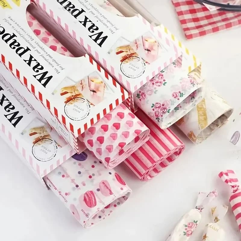 50 PZ-carta da imballaggio per alimenti Grasso per uso alimentare carta cerata snack pad carta anti-olio strumento di cottura hamburger patatine fritte carta da forno per cera