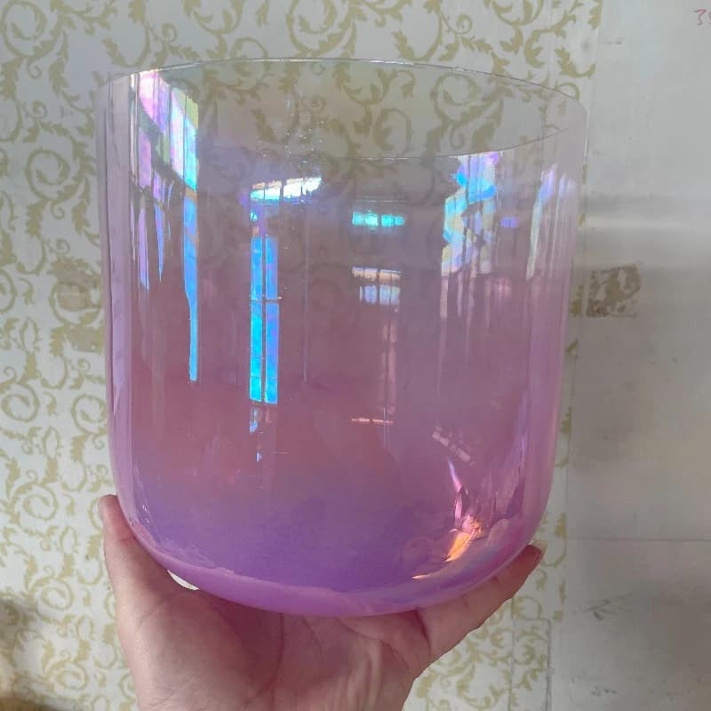 Colorful Singing Bowl 432HZ Meditation Quartz Bowls Original BTone Transparent Crystal Bowl Spiritual Sound Healing Instrument