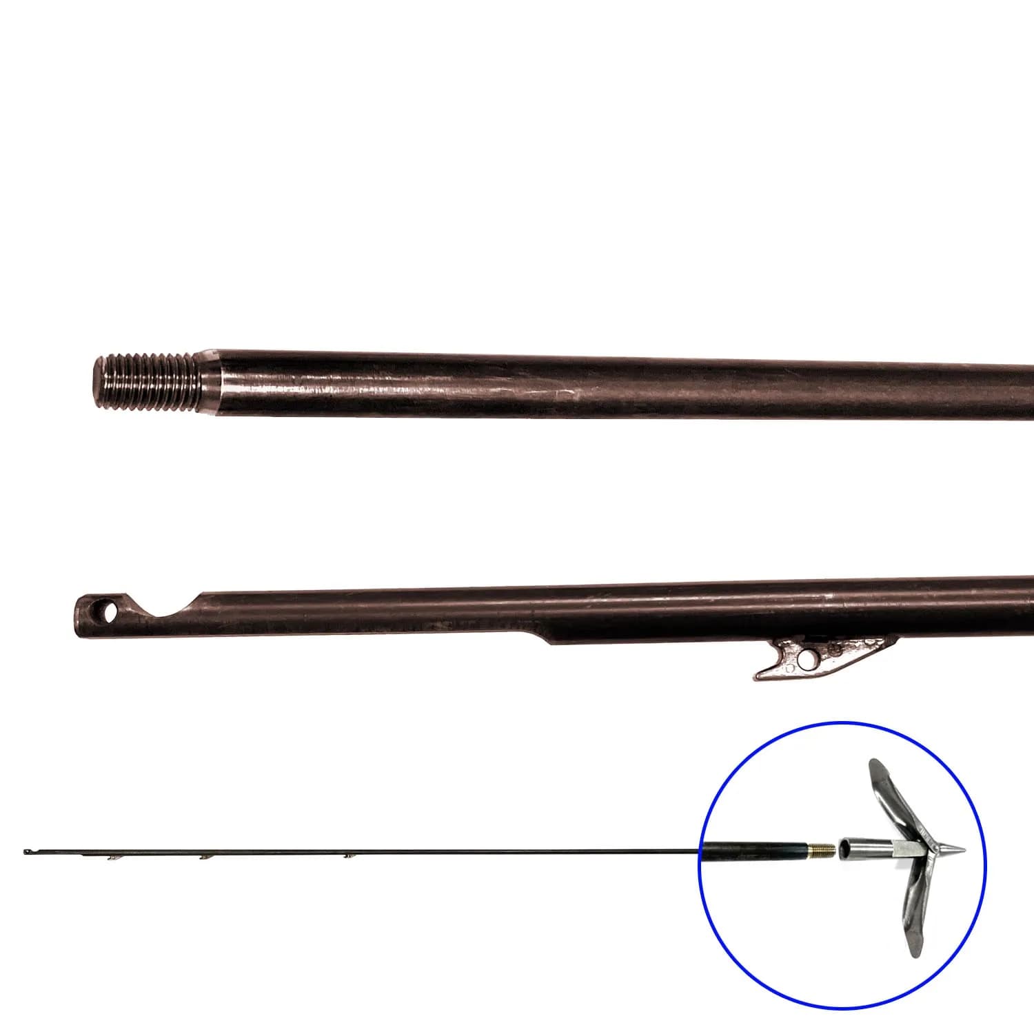 Fucile Subacqueo Omer da 7,5 mm per Pesca Subacquea, Pinne di Squalo, Asta Filettata M7 100cm-180cm, in Acciaio Inossidabile 17-4PH