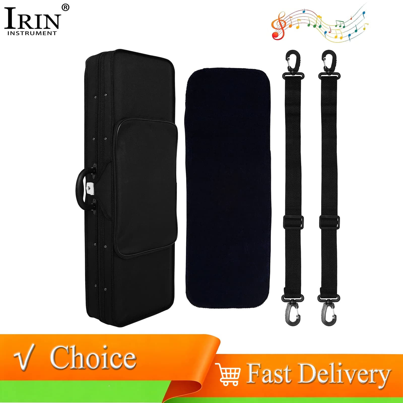 IRIN 4/4 Violin Suitcase Violin Storage Box Oxford Cloth Waterproof Case Box with Built-in Hygrometer for Violin Accessories