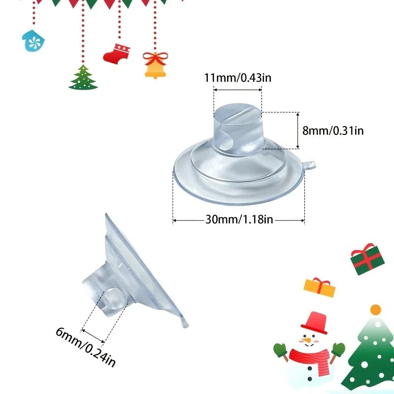 20Pc 30Mm Suction Cup Cable Holder Sucker Pads With Holes For Hanging Light Strings Cup Hooks Glass Window Home Holiday Supplies