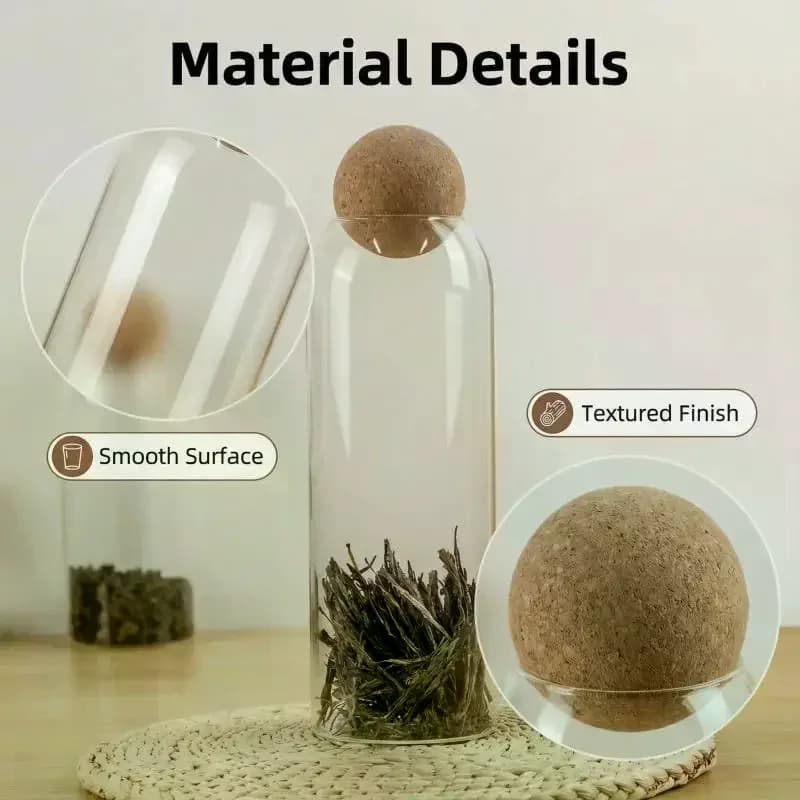 Four Size Sealed Jar Glass Cork Stopper Coffee Beans Dried Fruit Storage Box Kitchen Food Multigrain Storage Jar Cork Tea Jar
