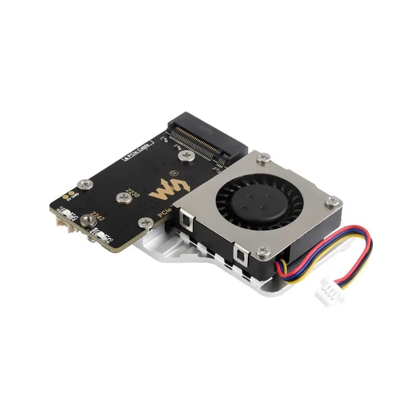 Scheda adattatore PCIe a M.2 (E) per Raspberry Pi 5, con ventola di raffreddamento, compatibile con protocollo NVMe formato 2242 / 2230 SSD M.2, alta