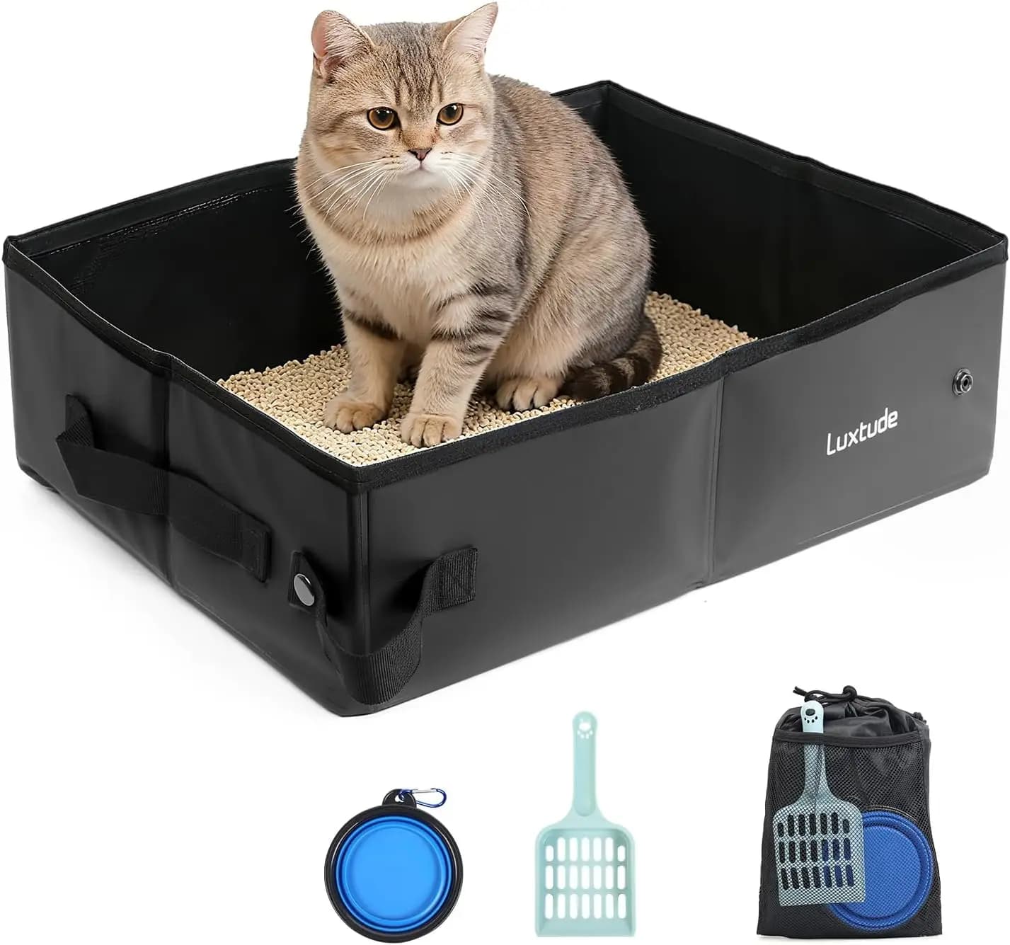 Lettiera Portatile per Gatti, Lettiera da Viaggio Pieghevole per Gatti in Auto, Senza Odori, Impermeabile e Facile da Pulire, Senza Liquidi
