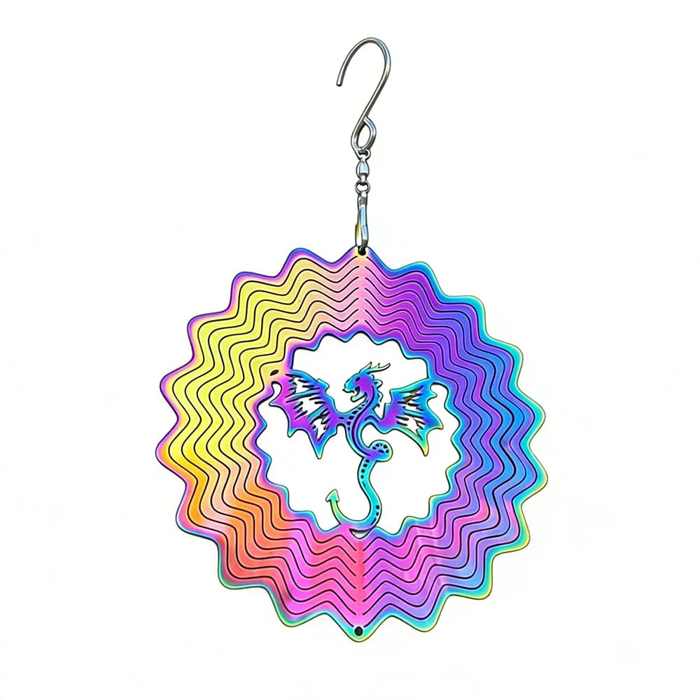 Gradient Wind Chime Pendant Flowing Light Effect Heart Flower 3D Rotating Wind Chimes Home Decor Colorful Wind Spinner Catcher