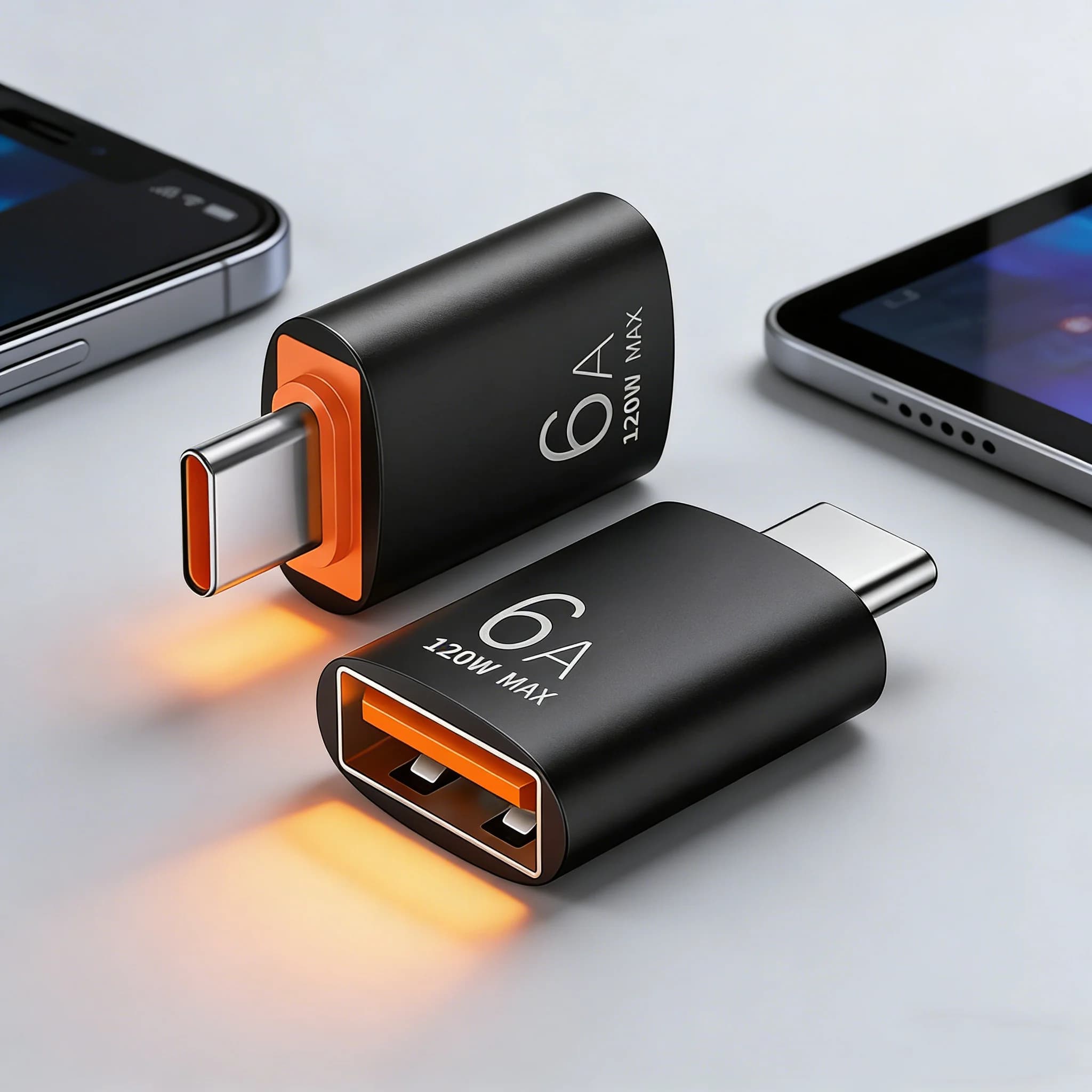 USB Type-C adapter, 6A fast charging OTG converter, compatible with USB sticks/keyboards/mouses/card readers