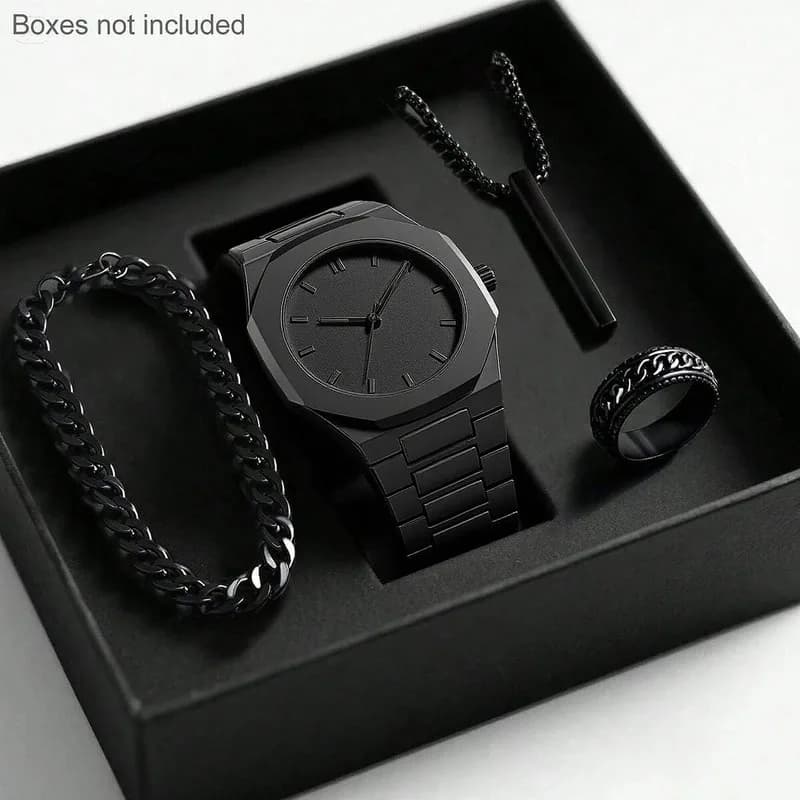 2026 Mens Light Luxury Quartz Wristwatch High End Simple Stylish Black Large Dial Analog Display Male Watch