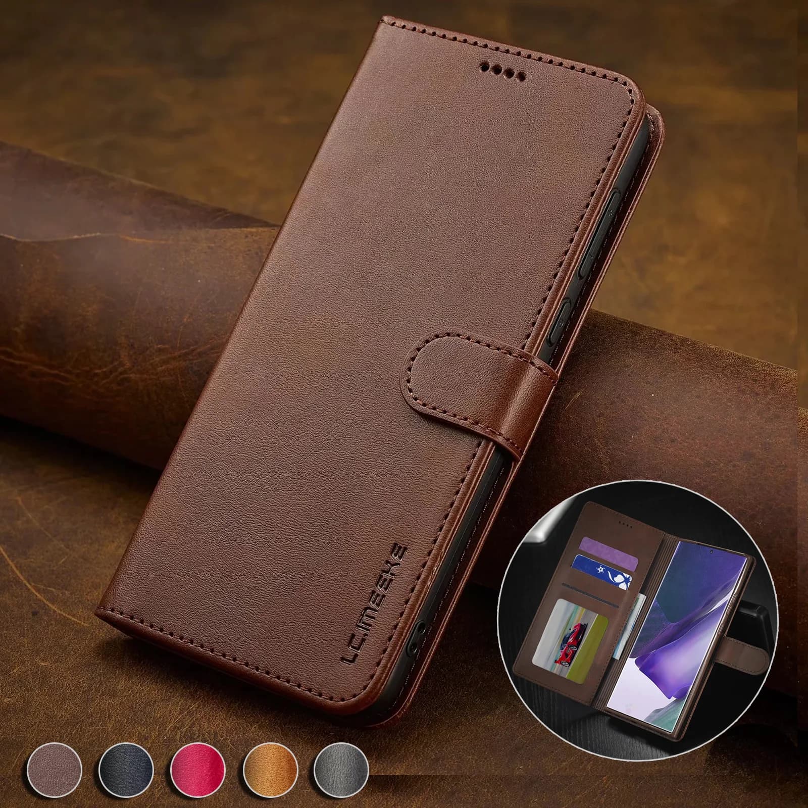 Business Leather Case for Samsung Galaxy S26 S25 Ultra S24 FE S23 Plus A17 A16 A26 A36 A56 A37 A57 Flip Wallet Card Phone Cover